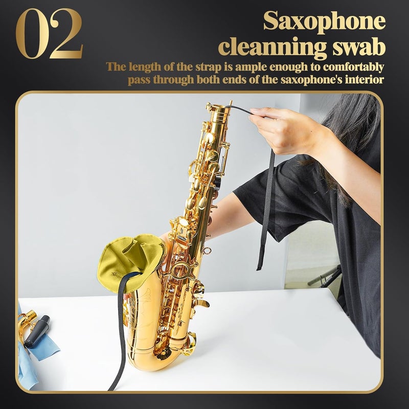 Lerodite Saxophone Cleaning Cloth Cleaning Care Tool for Flute Sax Inside Tube (Yellow) - Image 3